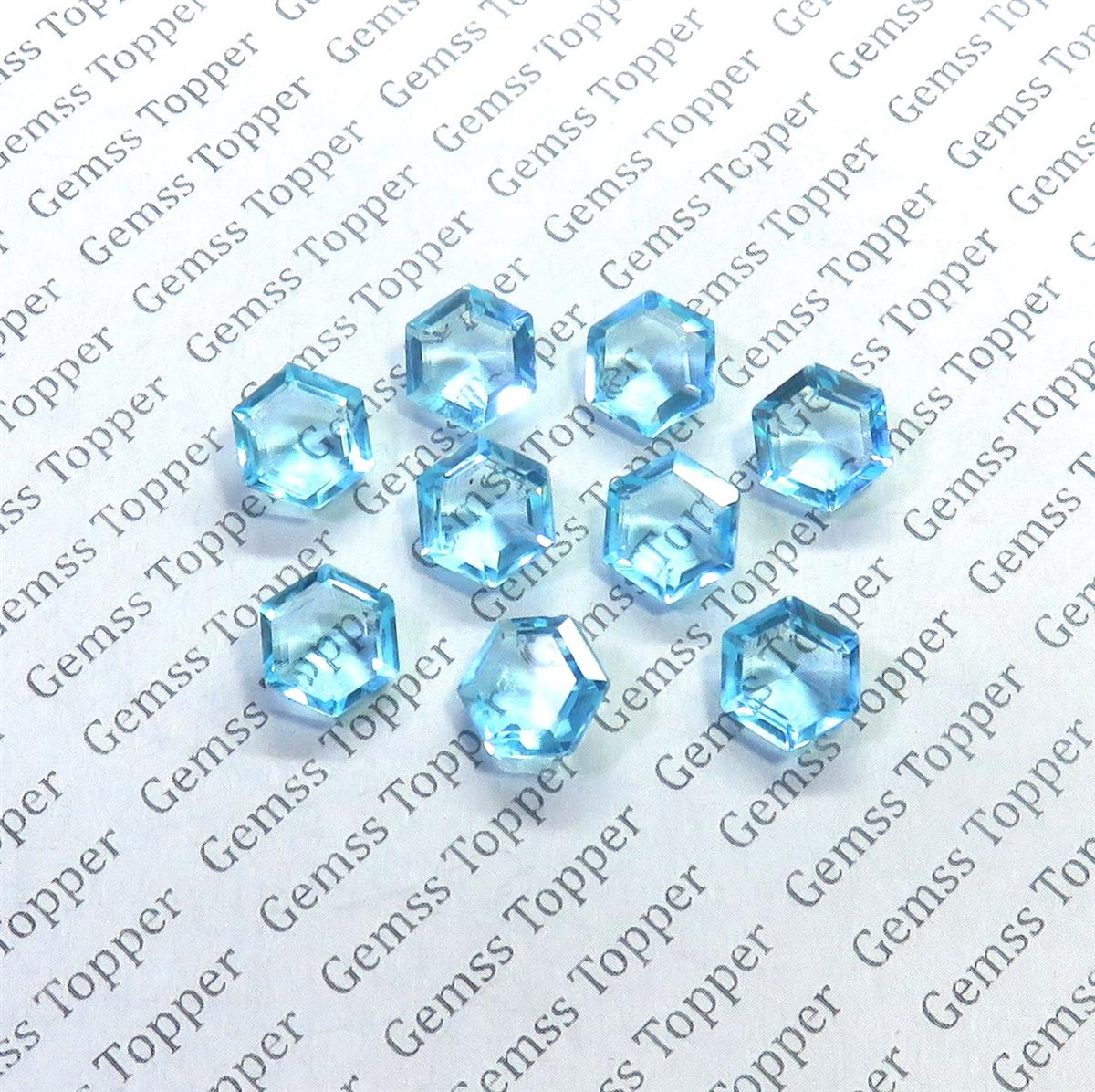 Sky Blue Topaz 10x10 mm Hexagon Faceted